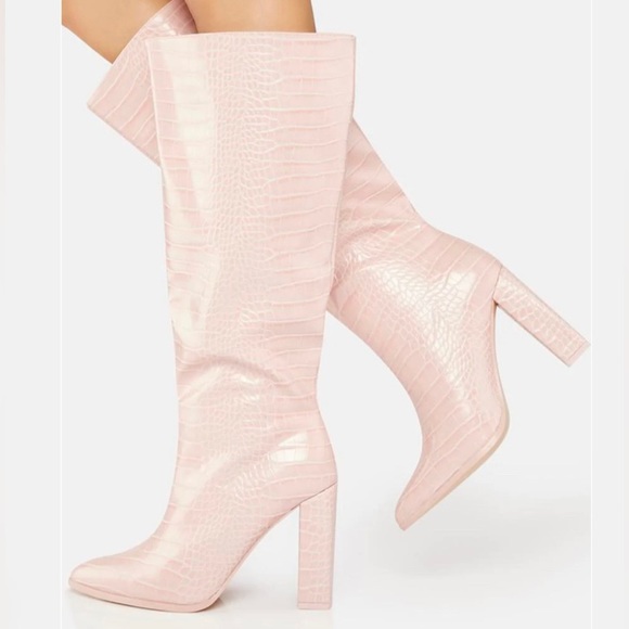 NEW BABY PINK CROC BOOTS - Picture 1 of 4